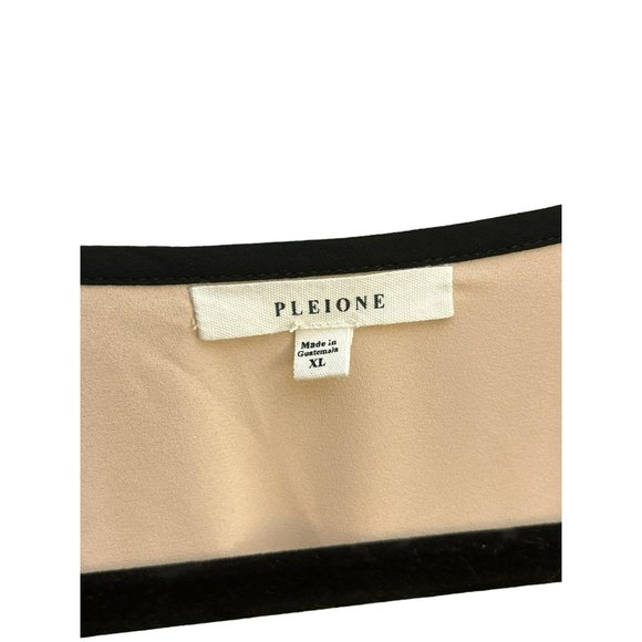 Pleione Women's Blush Black Trim Pull Over Blouse Size XL Wide Sleeve Dress Top - Picture 2 of 3